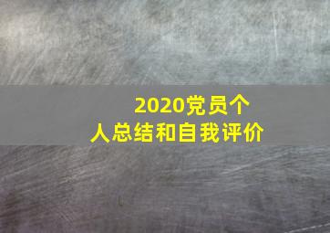 2020党员个人总结和自我评价