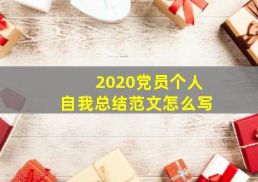 2020党员个人自我总结范文怎么写