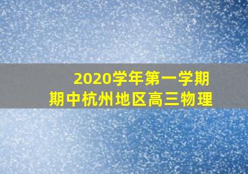 2020学年第一学期期中杭州地区高三物理