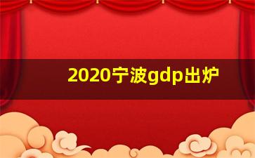 2020宁波gdp出炉