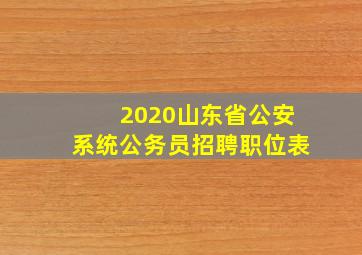 2020山东省公安系统公务员招聘职位表