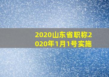 2020山东省职称2020年1月1号实施