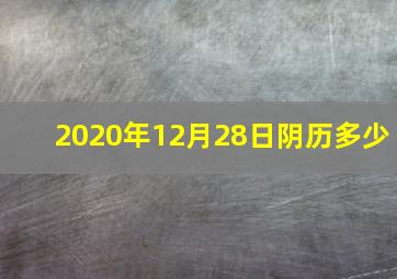 2020年12月28日阴历多少