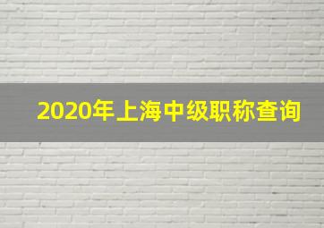 2020年上海中级职称查询