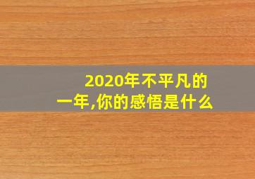 2020年不平凡的一年,你的感悟是什么