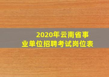 2020年云南省事业单位招聘考试岗位表