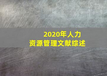 2020年人力资源管理文献综述