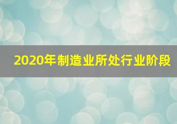 2020年制造业所处行业阶段