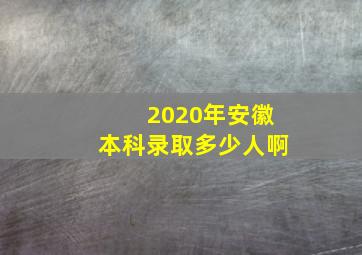 2020年安徽本科录取多少人啊