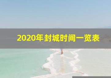 2020年封城时间一览表