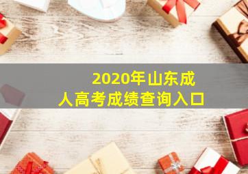 2020年山东成人高考成绩查询入口