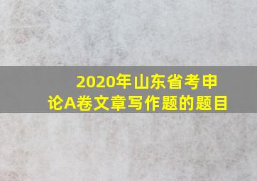 2020年山东省考申论A卷文章写作题的题目