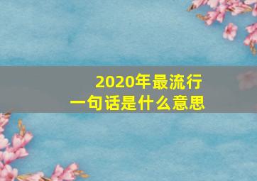 2020年最流行一句话是什么意思