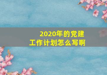 2020年的党建工作计划怎么写啊