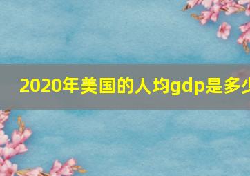 2020年美国的人均gdp是多少