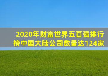 2020年财富世界五百强排行榜中国大陆公司数量达124家