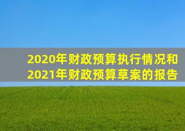 2020年财政预算执行情况和2021年财政预算草案的报告