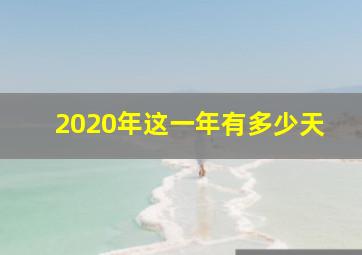 2020年这一年有多少天