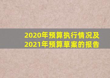 2020年预算执行情况及2021年预算草案的报告