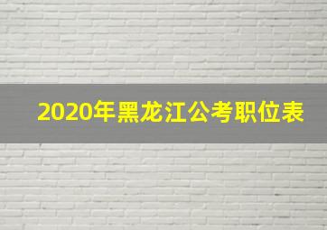 2020年黑龙江公考职位表