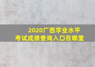 2020广西学业水平考试成绩查询入口在哪里