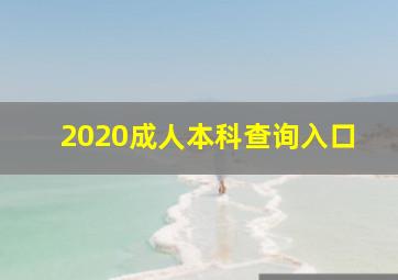 2020成人本科查询入口