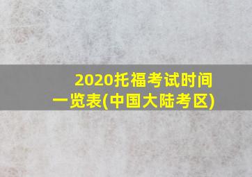 2020托福考试时间一览表(中国大陆考区)