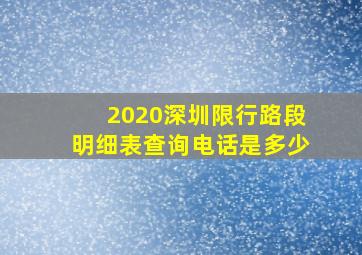 2020深圳限行路段明细表查询电话是多少