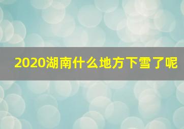 2020湖南什么地方下雪了呢