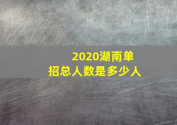 2020湖南单招总人数是多少人