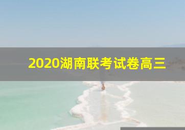 2020湖南联考试卷高三