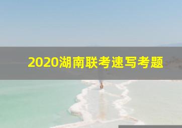 2020湖南联考速写考题