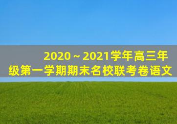 2020～2021学年高三年级第一学期期末名校联考卷语文