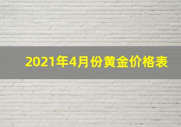 2021年4月份黄金价格表