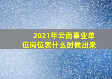 2021年云南事业单位岗位表什么时候出来