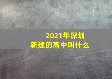 2021年深圳新建的高中叫什么