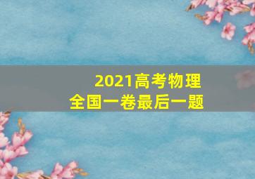 2021高考物理全国一卷最后一题