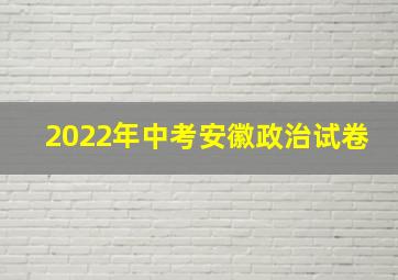 2022年中考安徽政治试卷