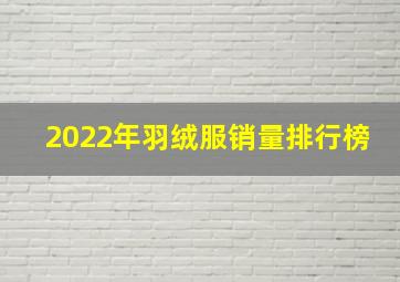 2022年羽绒服销量排行榜