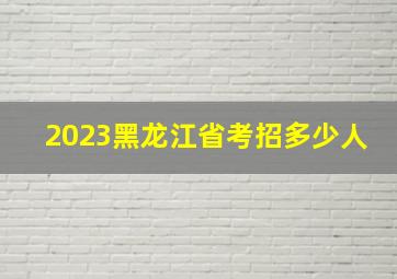 2023黑龙江省考招多少人