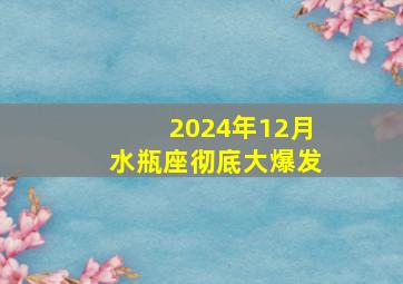 2024年12月水瓶座彻底大爆发