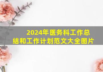 2024年医务科工作总结和工作计划范文大全图片