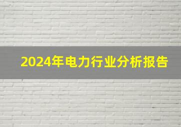 2024年电力行业分析报告