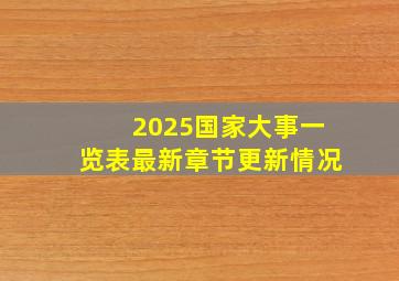 2025国家大事一览表最新章节更新情况