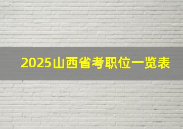 2025山西省考职位一览表