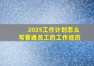 2025工作计划怎么写普通员工的工作经历