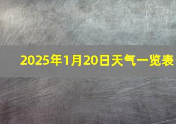 2025年1月20日天气一览表