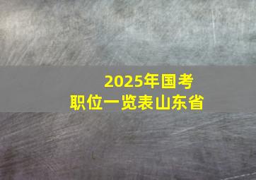 2025年国考职位一览表山东省