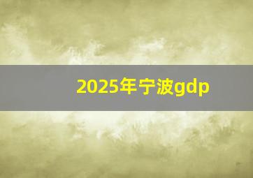 2025年宁波gdp