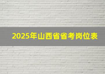 2025年山西省省考岗位表